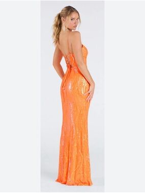 NWT 💖💖 Orange Sequin-Embellished Spaghetti-Strap Maxi Dress Size 20